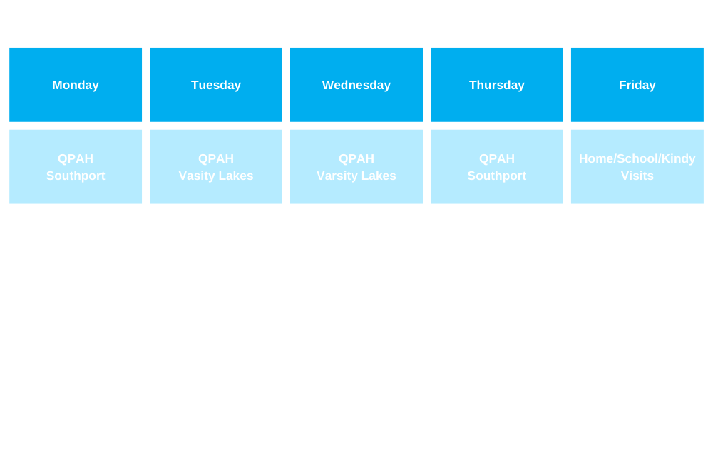 QPAH Occupational Therapy Schedule