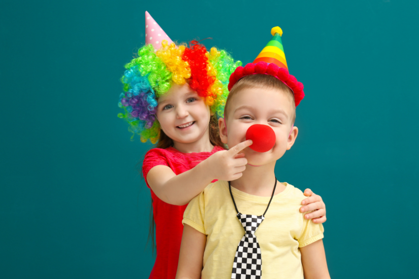 Children dressed as clowns