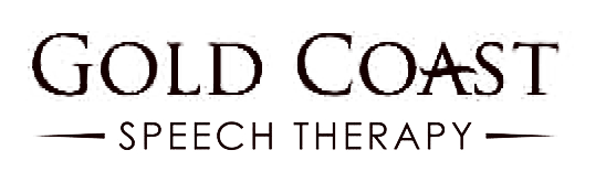 Logo with the words Gold Coast in large, elegant letters and Speech Therapy in smaller text below, separated by horizontal lines on each side. The background is light, highlighting speech therapy for kids and music therapy Gold Coast options.