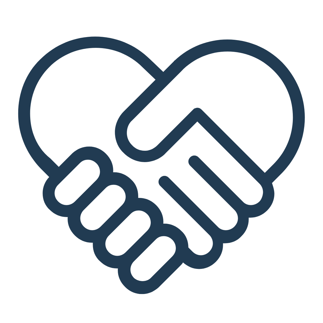 icon of a handshake shaped like a heart
